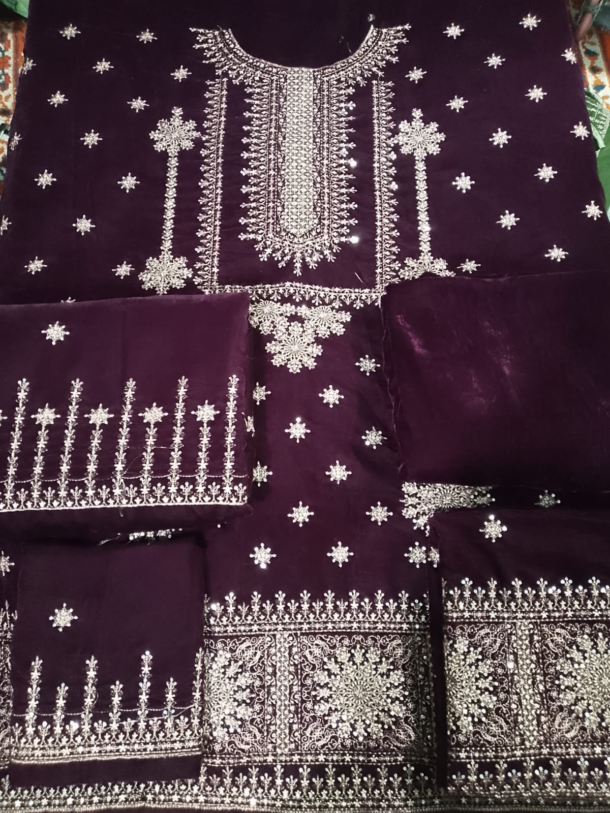 Luxury Velvet 9000 Microfilcon 3PC Embroidered Suit – Premium Winter Collection