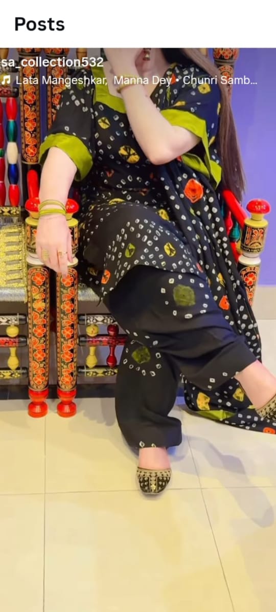 "Black Multicolor Bandhani 3PC Suit – Premium Rajasthani Style"