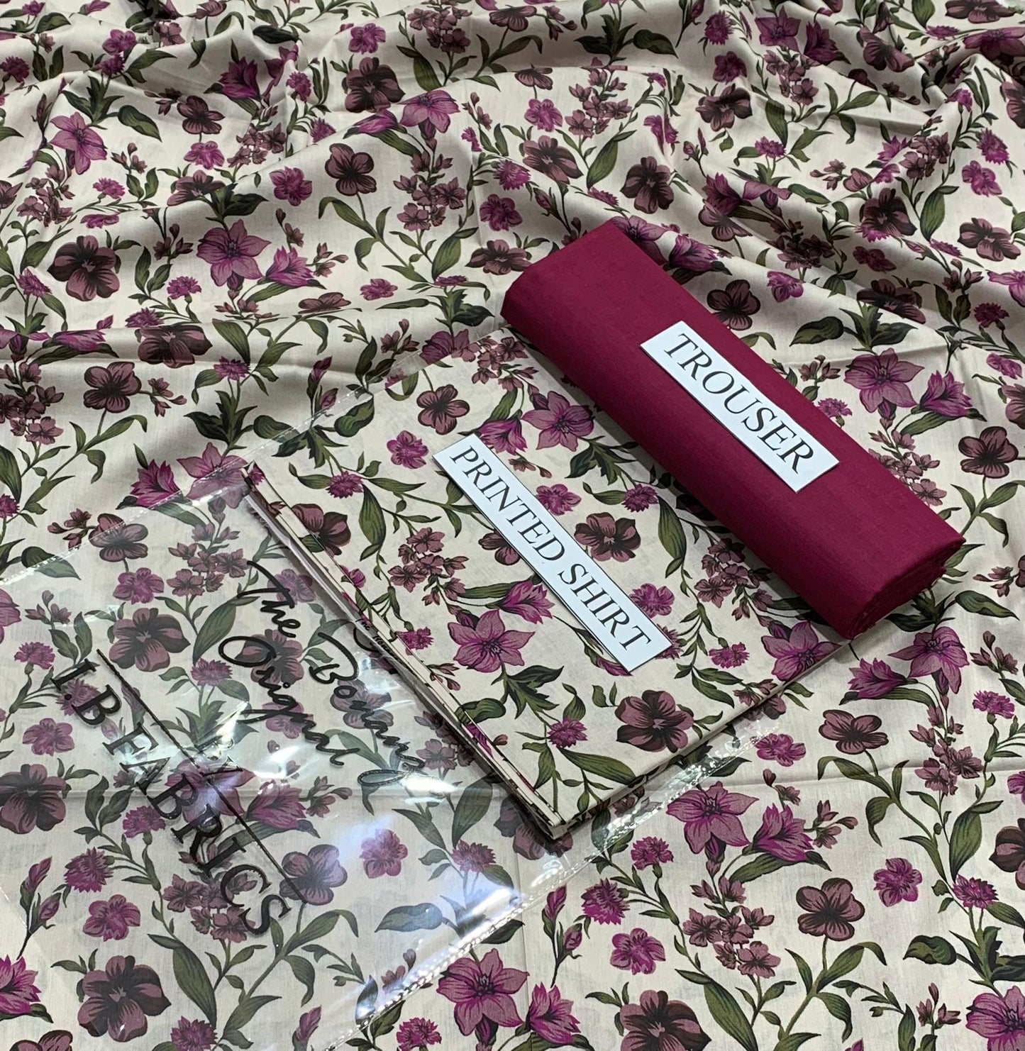 "Butterfly Whisper Printed Lawn Suit – Soft Beige & Black"