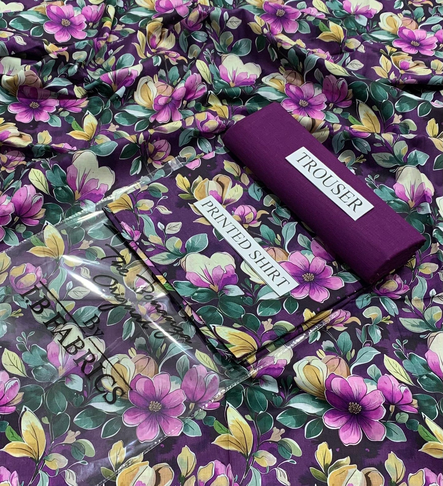 "Butterfly Whisper Printed Lawn Suit – Soft Beige & Black"