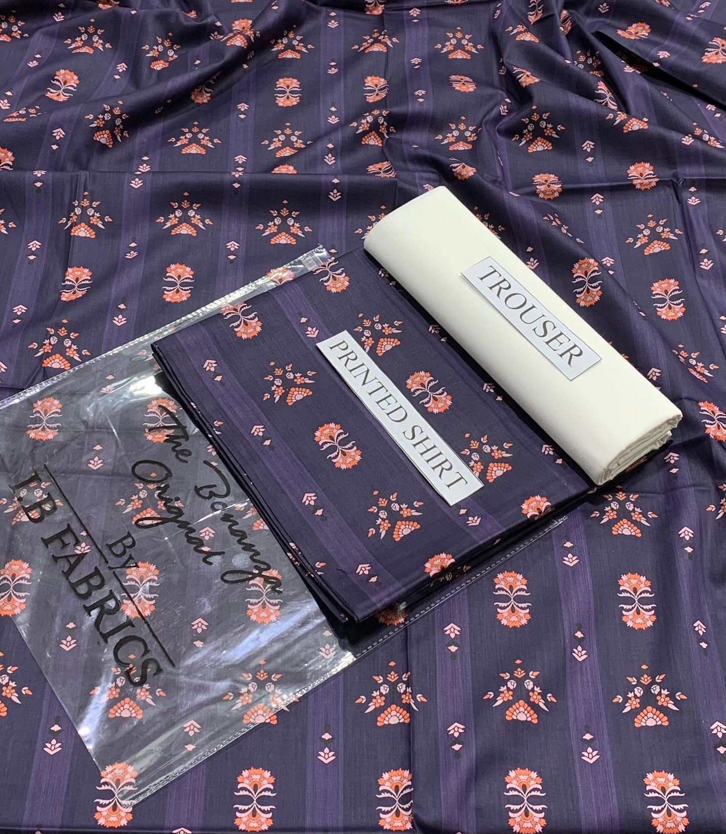 "Butterfly Whisper Printed Lawn Suit – Soft Beige & Black"