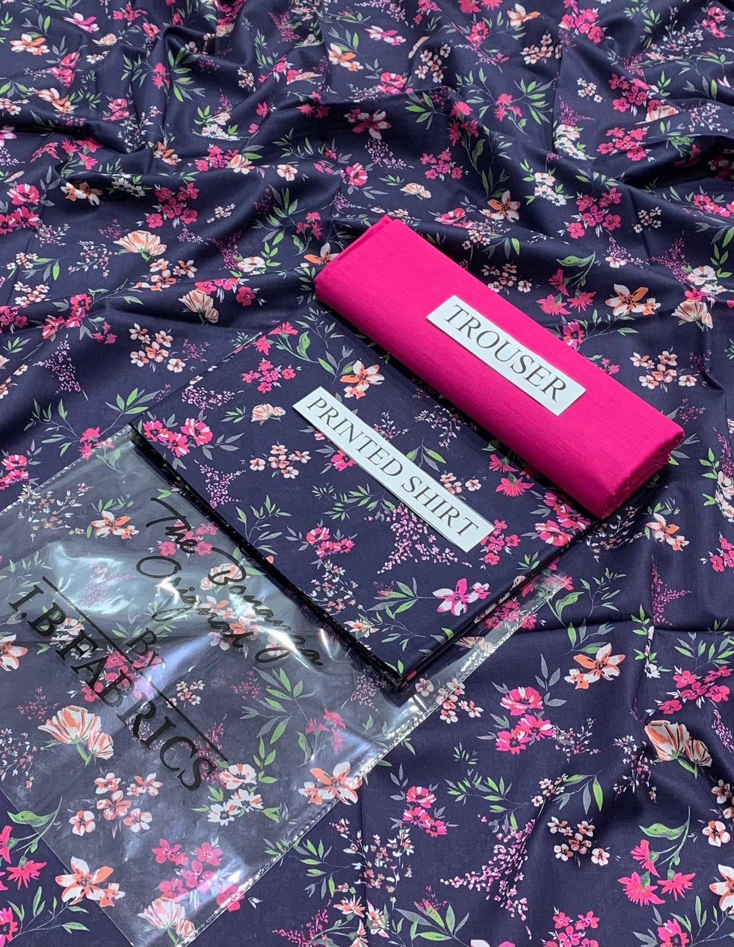 "Butterfly Whisper Printed Lawn Suit – Soft Beige & Black"
