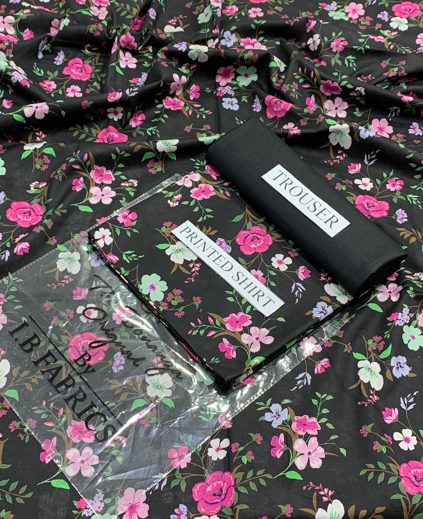 "Butterfly Whisper Printed Lawn Suit – Soft Beige & Black"