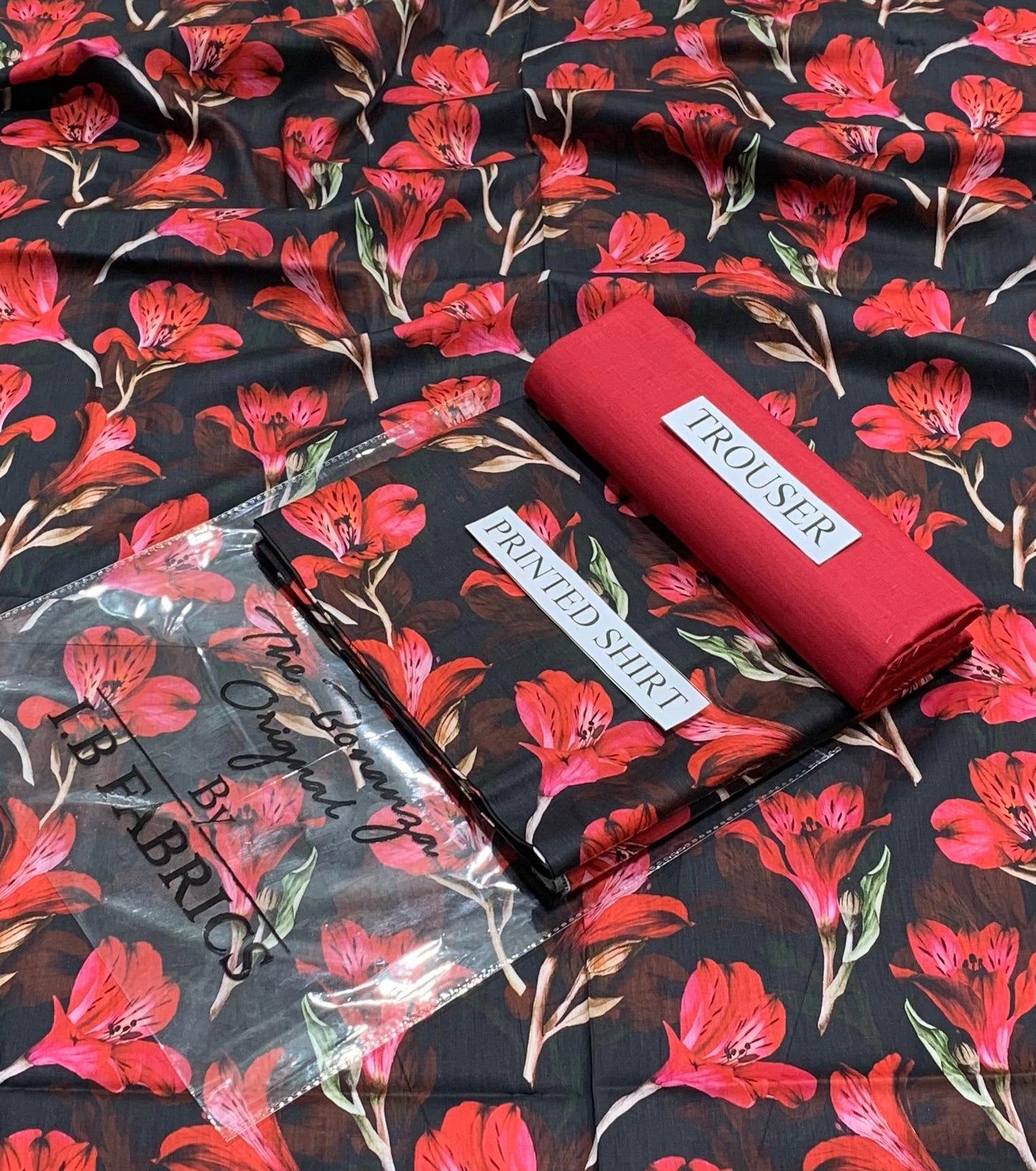 "Butterfly Whisper Printed Lawn Suit – Soft Beige & Black"