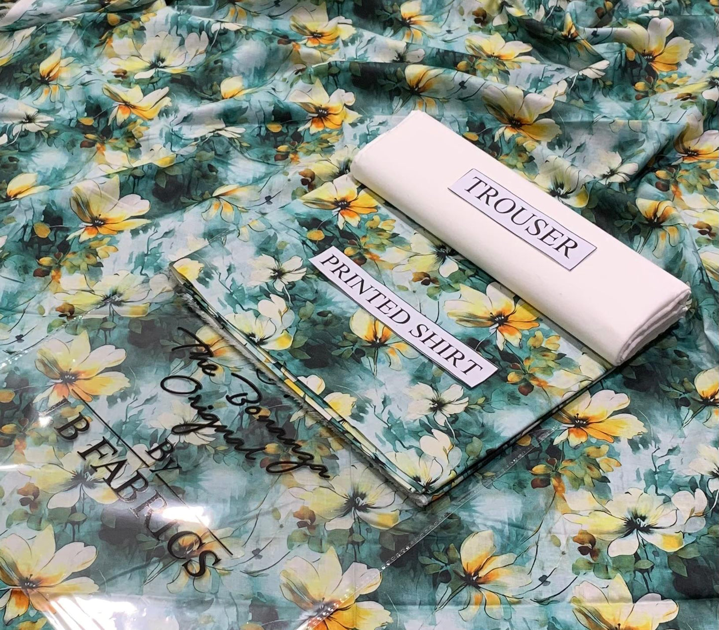 "Sweet Dreams Cartoon Print Lawn Suit – Blue & Floral Fantasy"