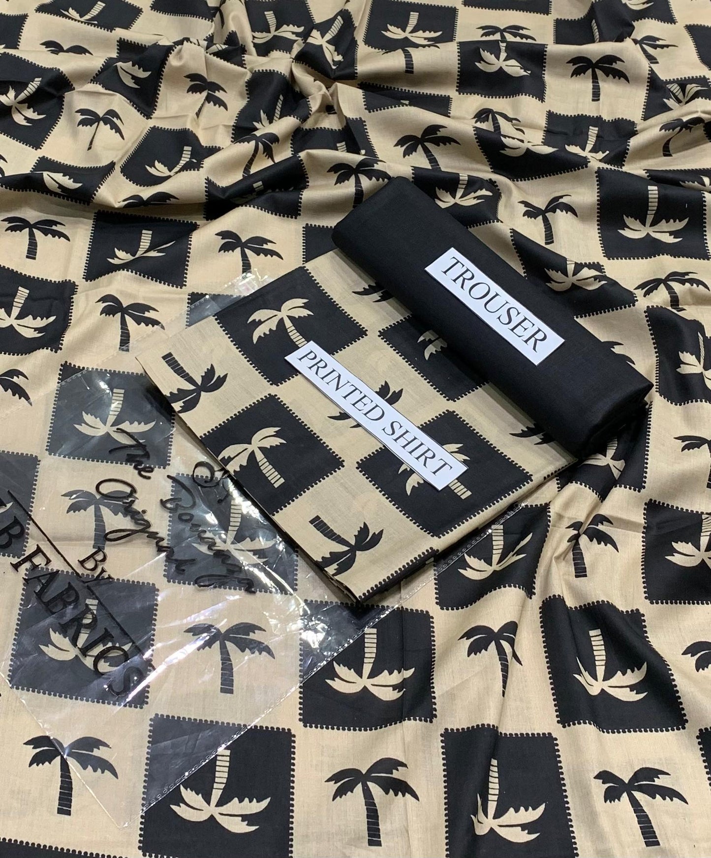 "Butterfly Whisper Printed Lawn Suit – Soft Beige & Black"