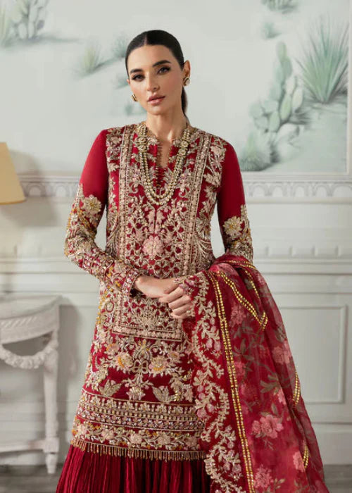 Luxury Maroon Embroidered Formal Dress