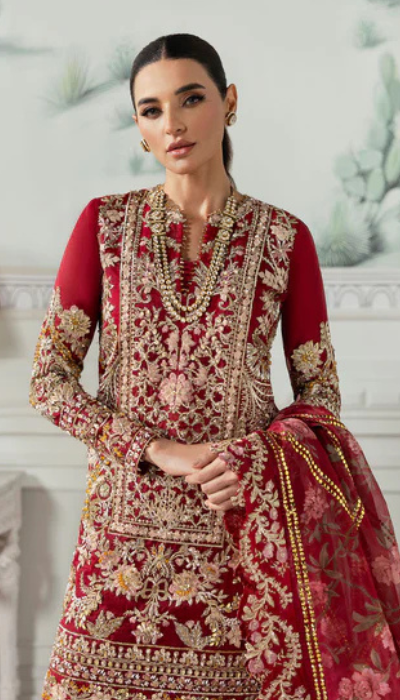 Luxury Maroon Embroidered Formal Dress - Festive Collection 2025